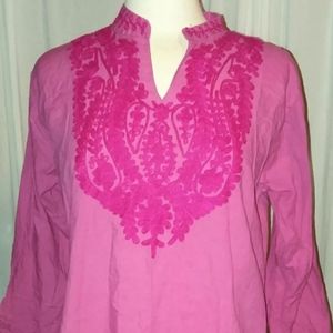 Coco Cabana Large L 100% Cotton 3/4 Length Sleeve Top Shirt blouse